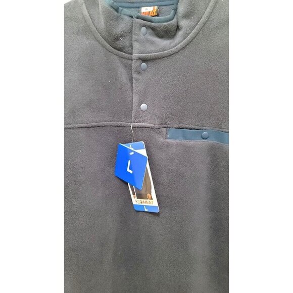 32 Mens Heat Navy Fleece Pullover Sweatshirt With Button Accents & Pocket Size L - Picture 5 of 10